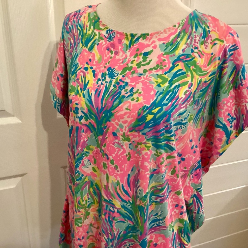 Lilly Pulitzer Colorful Floral Beach Shirt